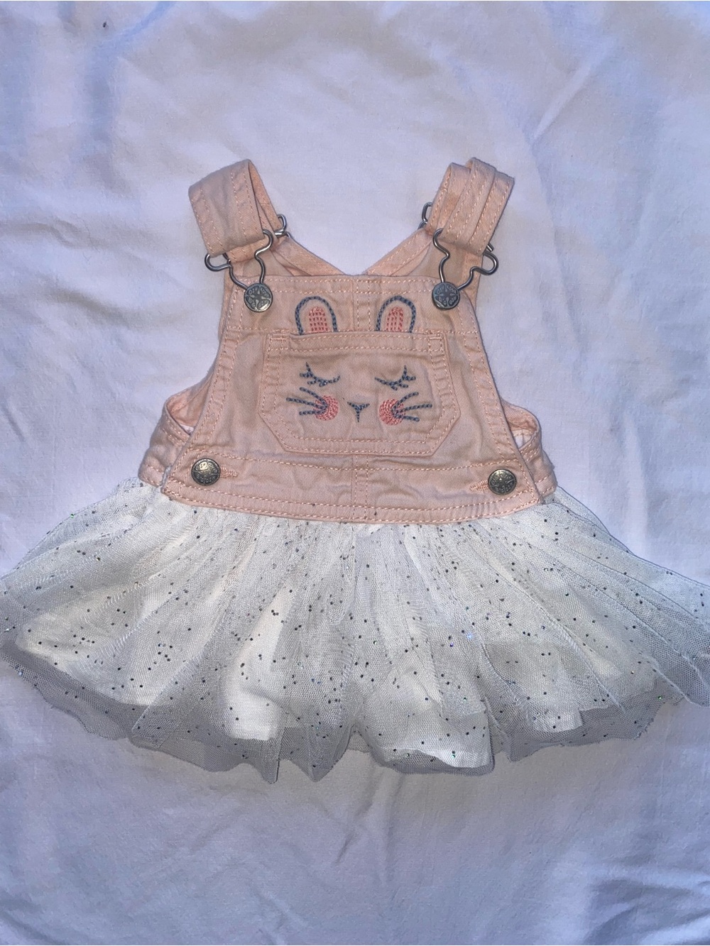 OshKosh B'gosh Pink Bunny Embroidered Tulle Skirt Overalls